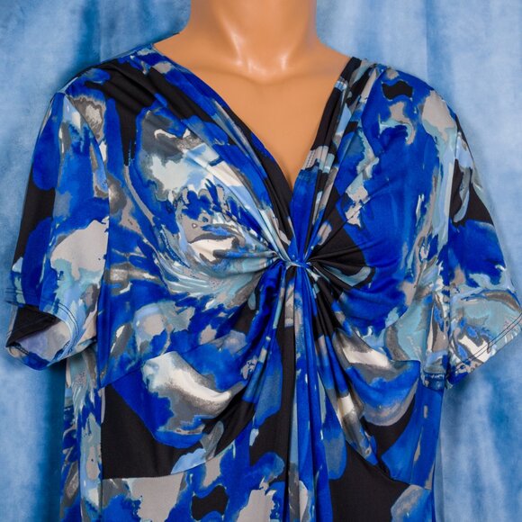 NY Collection  NWT Blue, Gray Black PrintDress Size 2X - Picture 3 of 8